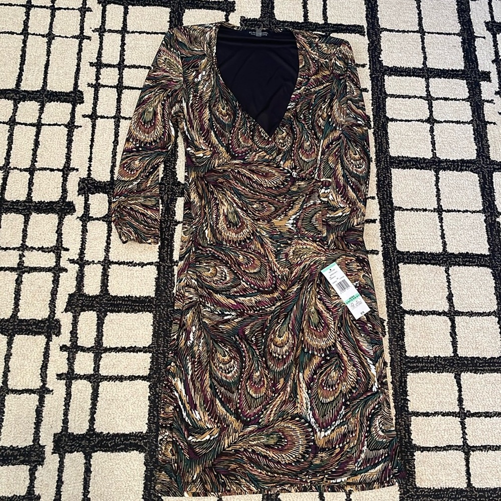 Evan Picone black label dress 8 business casual faux wrap midi formal office